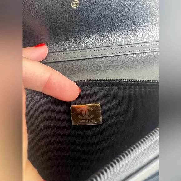 CHANEL Black Caviar Wallet with Gold Chain & Charms - Picture 9 of 12